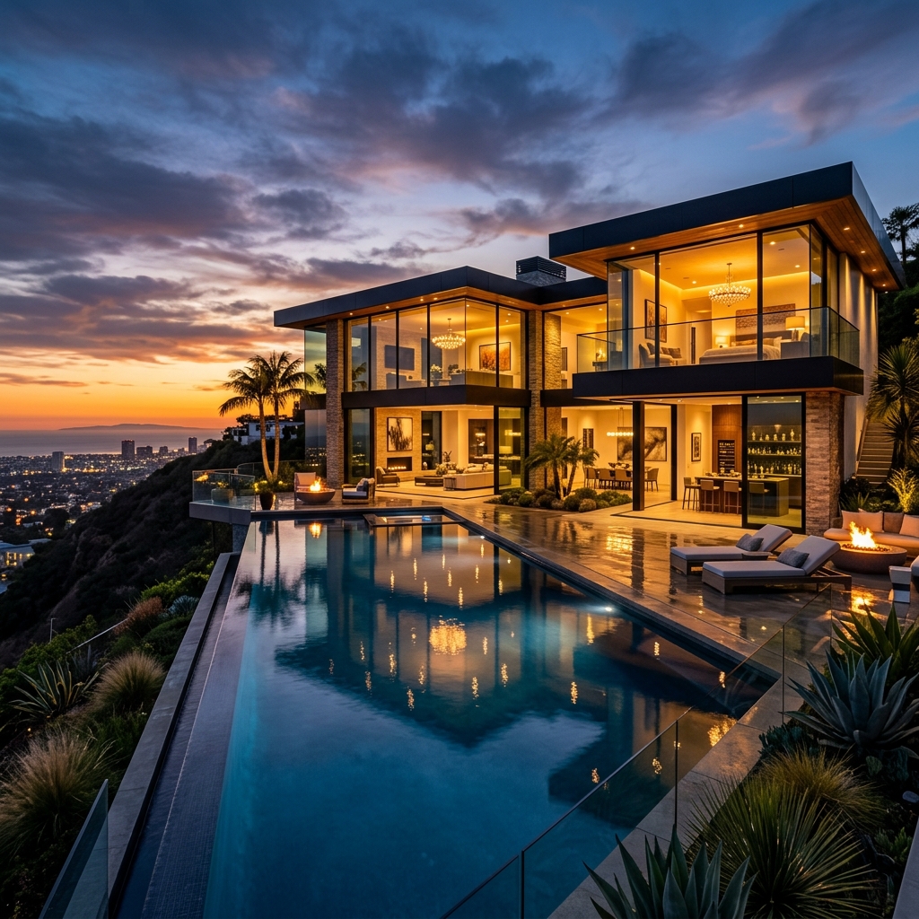 Lavish Luxury Mansion at Sunset
